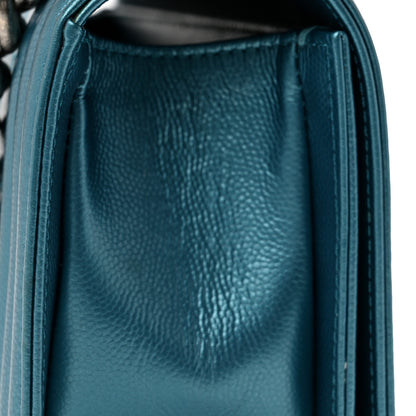 Chanel Metallic Caviar Quilted Small Boy Flap Blue 13 of 14