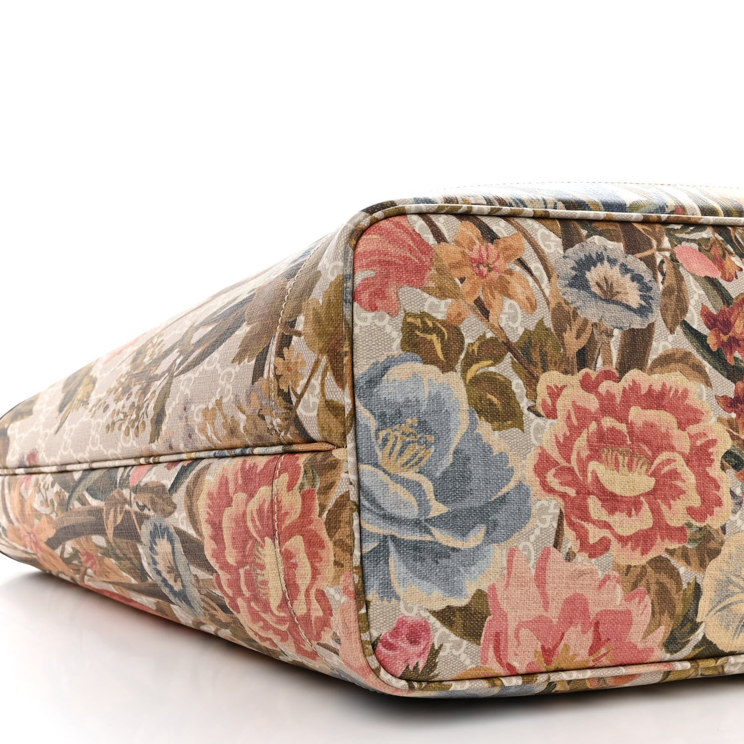 Gucci GG Supreme Monogram Water Flora Web Large Ophidia Tote Beige White Multicolor 13 of 14