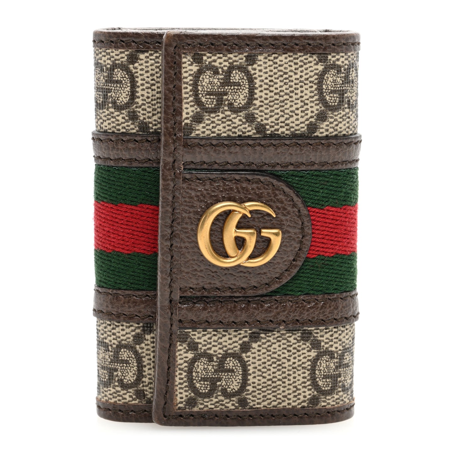 GG Supreme Monogram Web Ophidia 6 Key Holder Case Beige New Acero