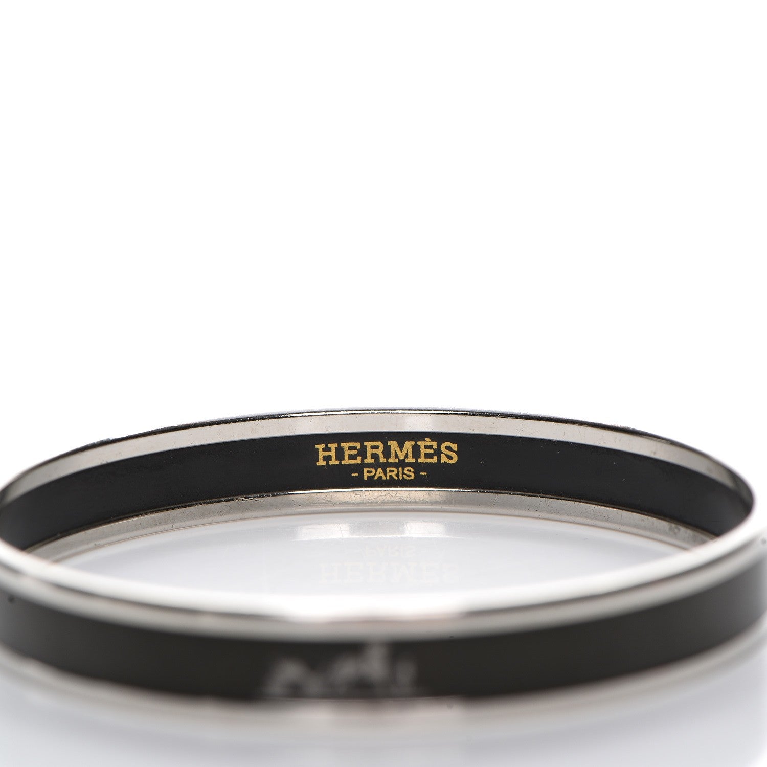 Hermes Enamel Printed Narrow Caleche Bracelet 62 Black 3 of 4