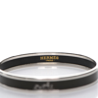 Hermes Enamel Printed Narrow Caleche Bracelet 62 Black 3 of 4