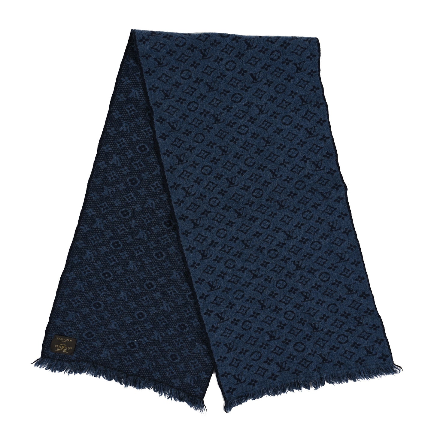 Wool Monogram Classic Scarf Navy Blue