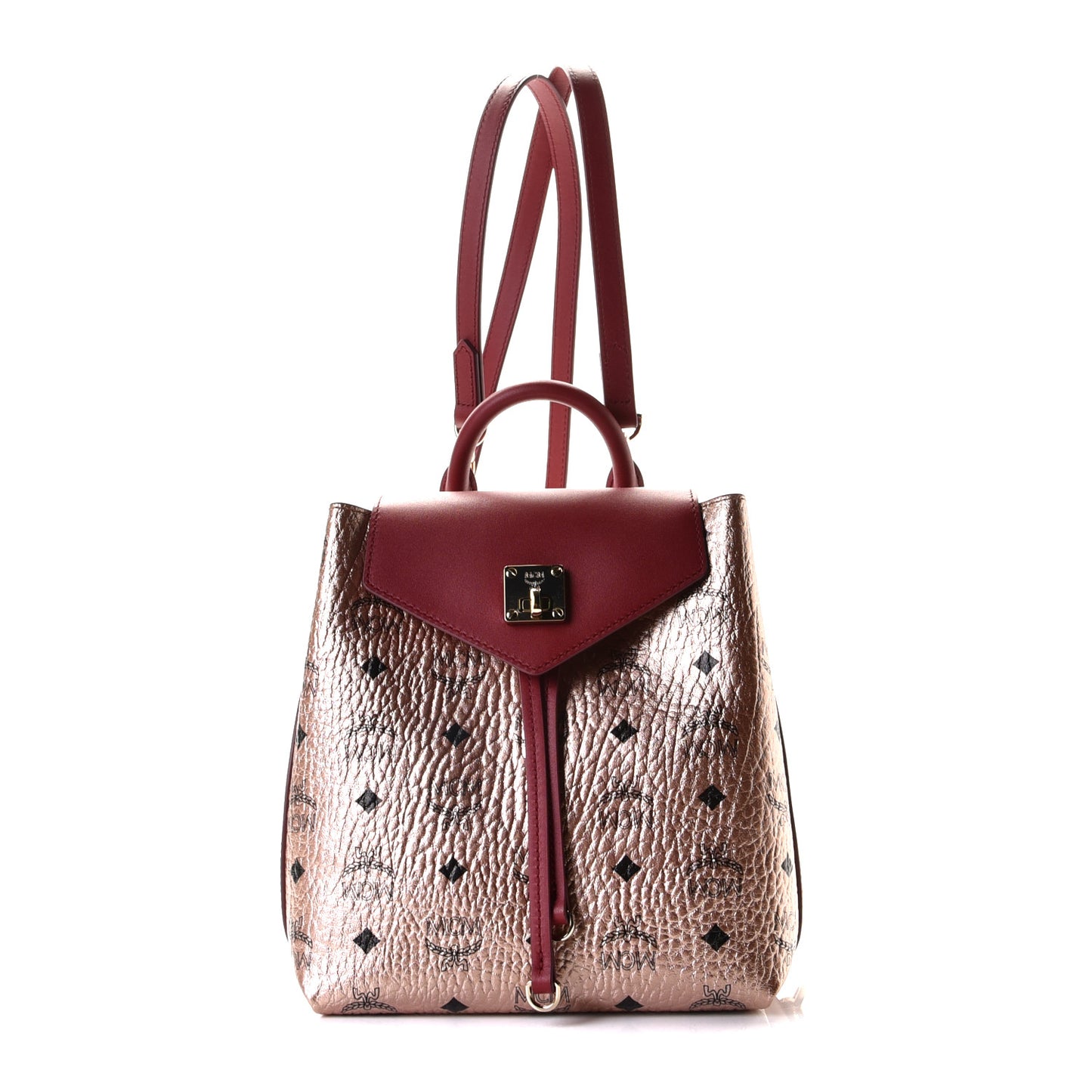 Metallic Visetos Small Essential Backpack Champagne Gold