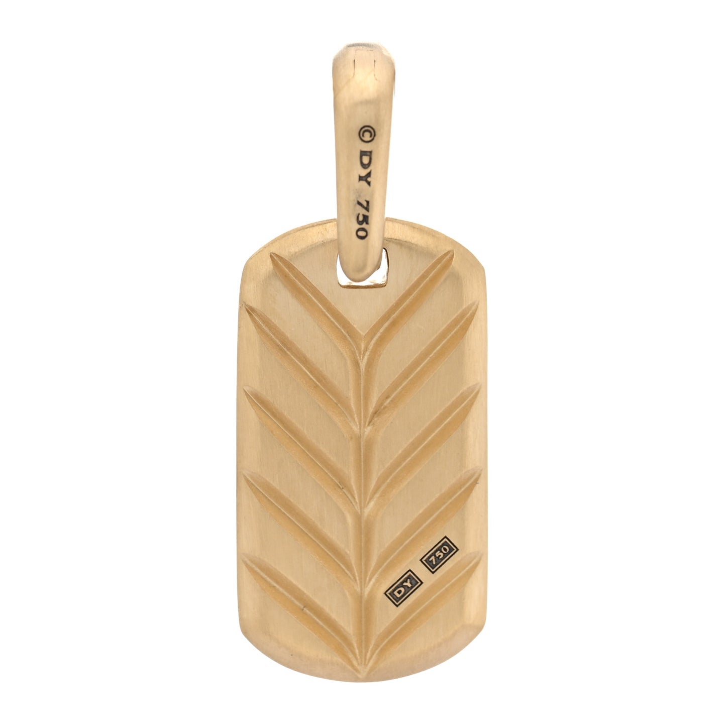 18K Yellow Gold Diamond 21mm Chevron Dog Tag Pendant