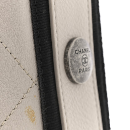 Chanel Calfskin Stitched Large Button Up Hobo Ivory Black 13 of 14