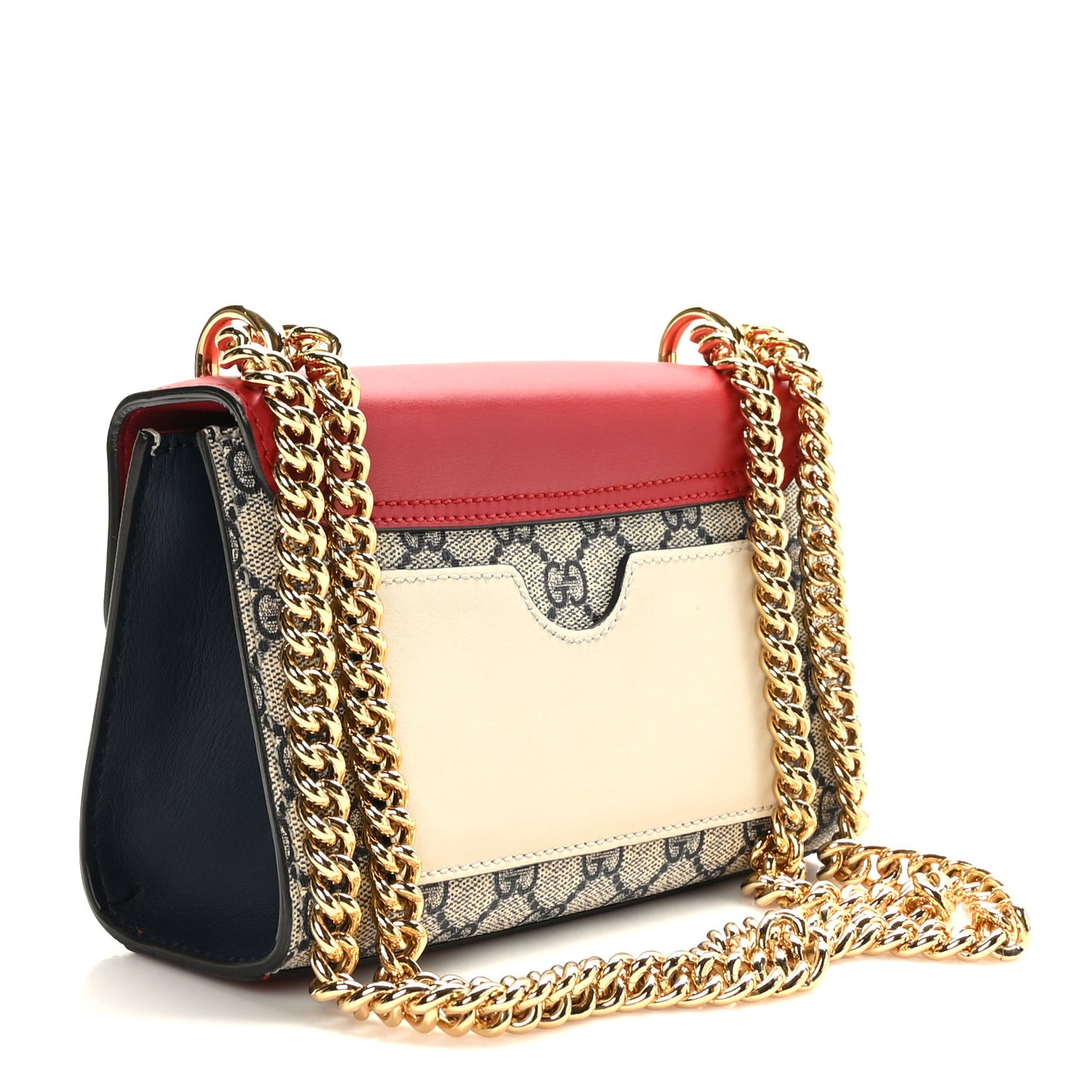 GG Supreme Monogram Moon Calfskin Small Padlock Shoulder Bag Beige Blue Hibiscus Red Mystic White