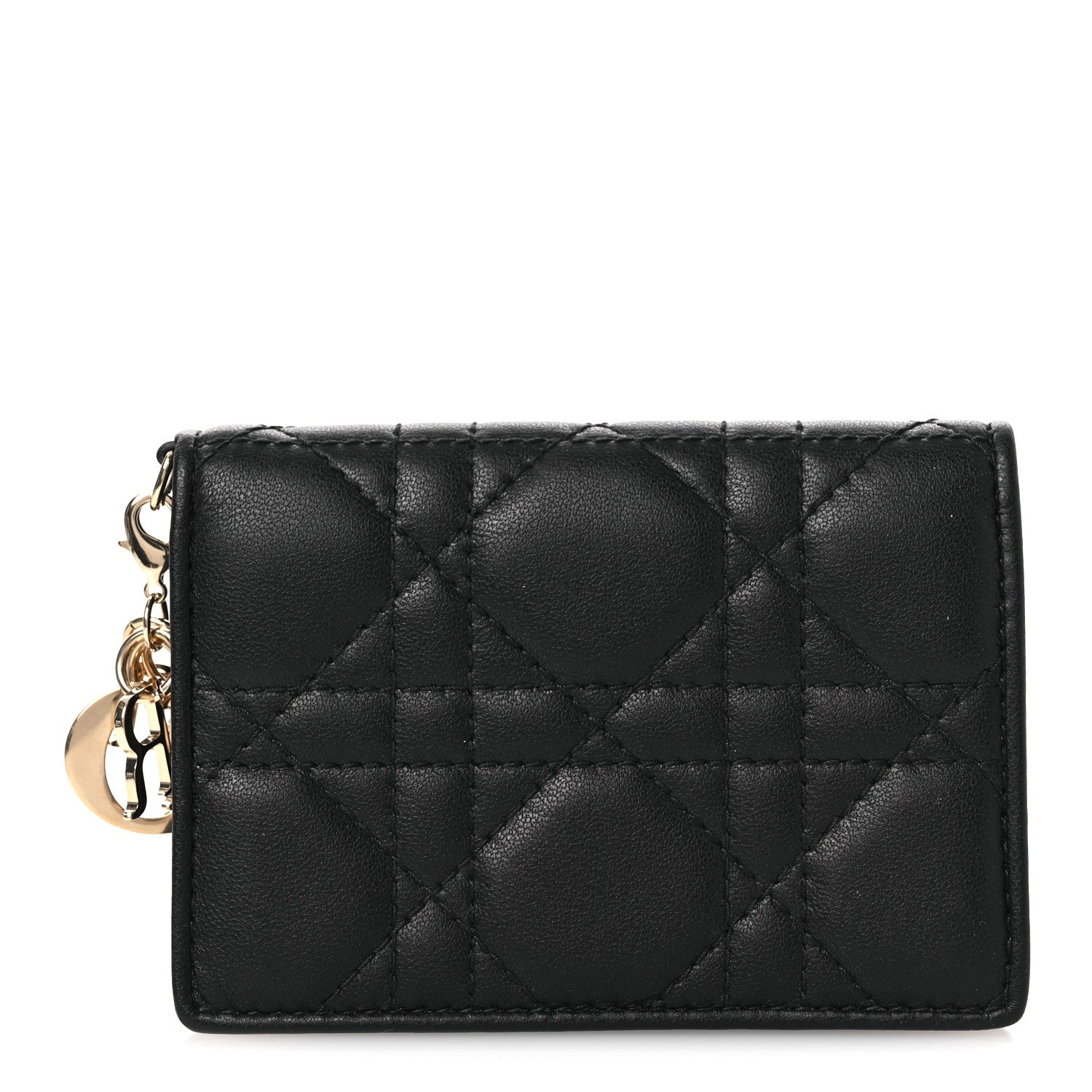 Christian Dior Lambskin Cannage Small Lady Dior Flap Card Holder Black 1 of 8