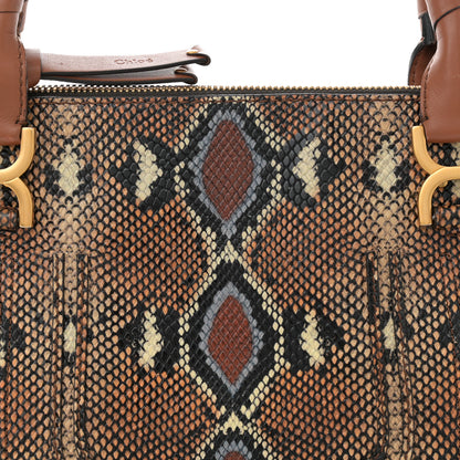 Chloe Snakeskin Embossed Calfskin Medium Marcie Satchel Brown Multicolor 8 of 12