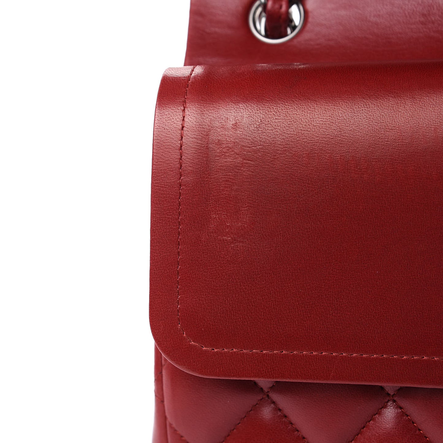 Lambskin Quilted Jumbo Double Flap Dark Red
