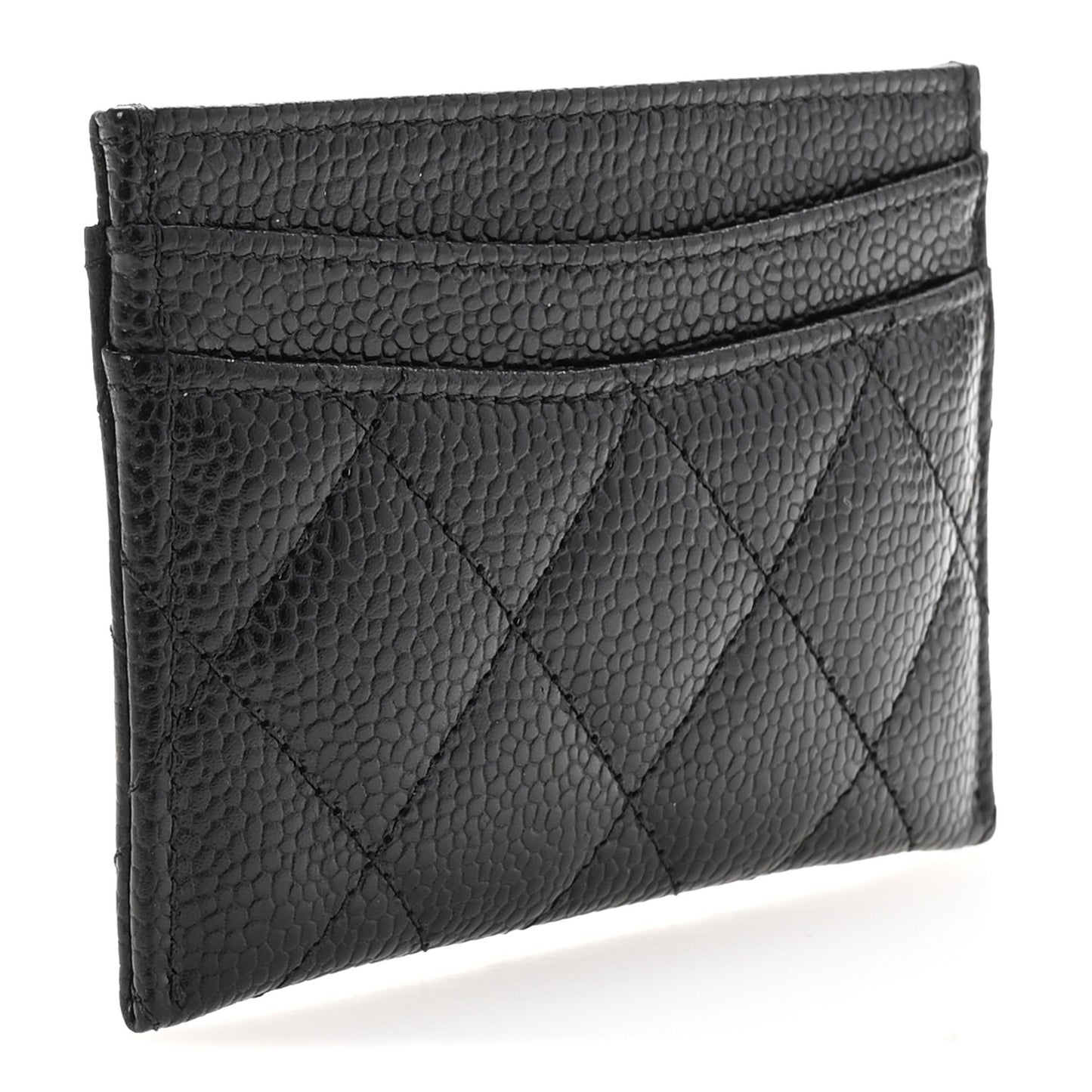 Caviar Quilted Card Holder Black