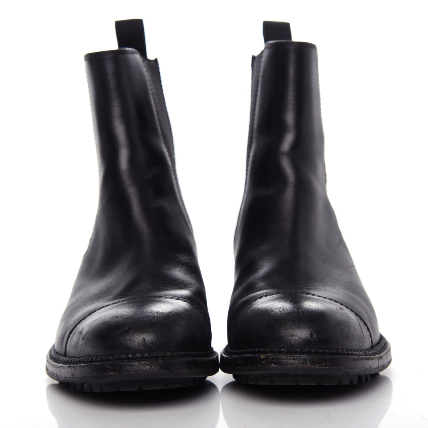 Calfskin Elastic Short Boots 37.5 Black
