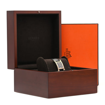 Hermes Stainless Steel Matte Alligator 21mm Heure H Hour Quartz Watch Noir 5 of 5