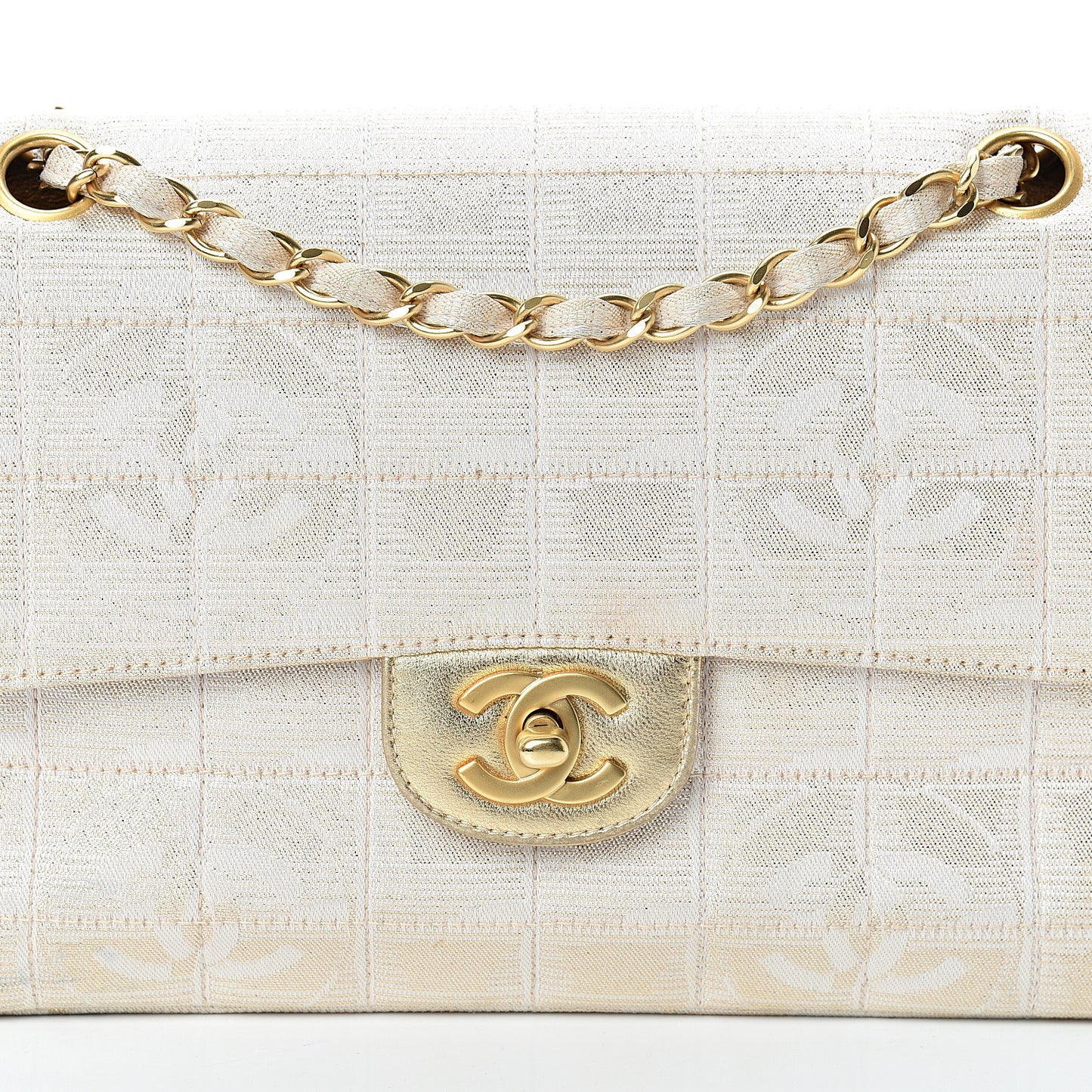 Metallic Nylon Medium Travel Flap Light Gold