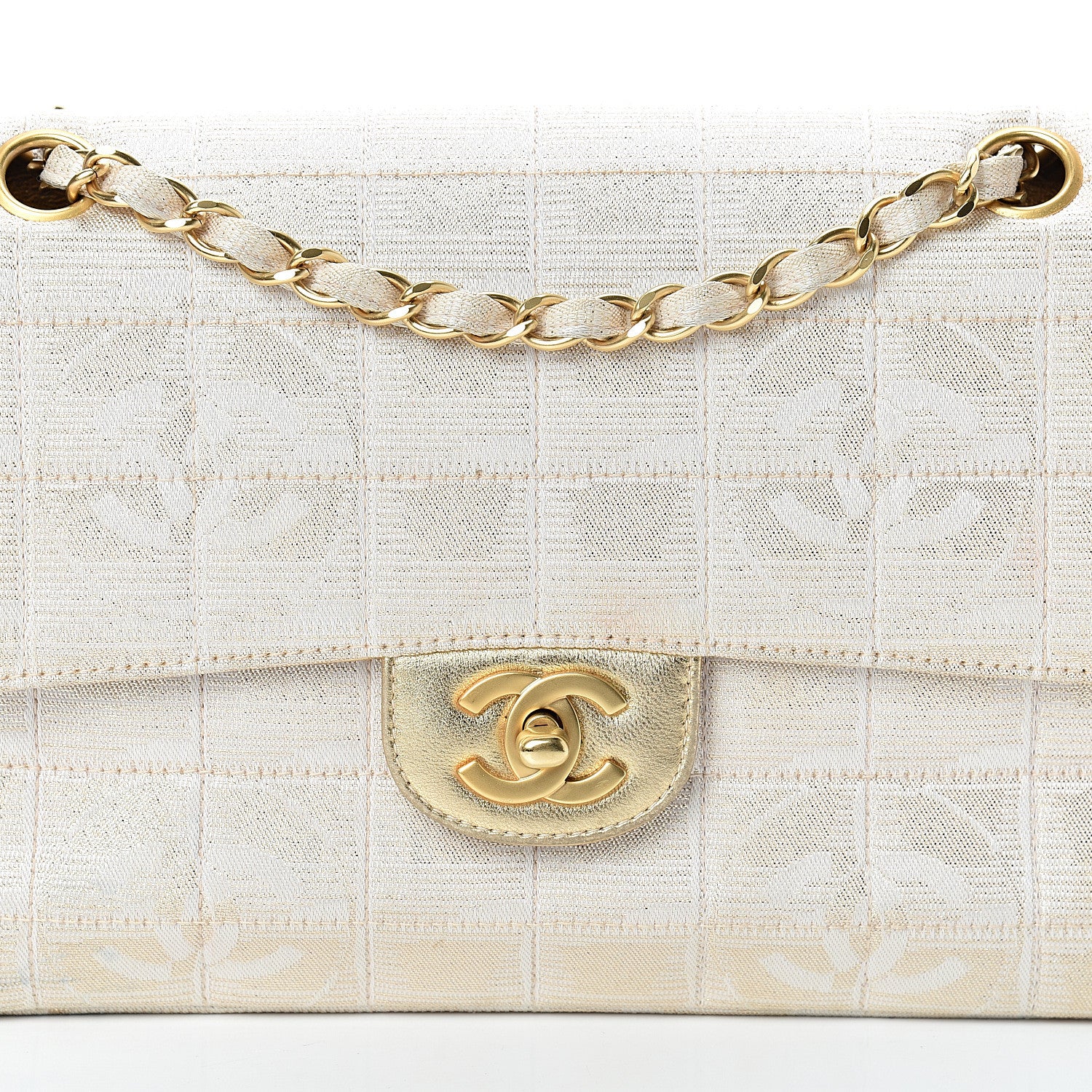 Chanel Metallic Nylon Medium Travel Flap Light Gold 7 of 19