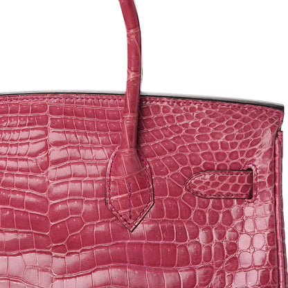 Hermes Shiny Porosus Crocodile Birkin 30 Rose Tyrien 35 of 36
