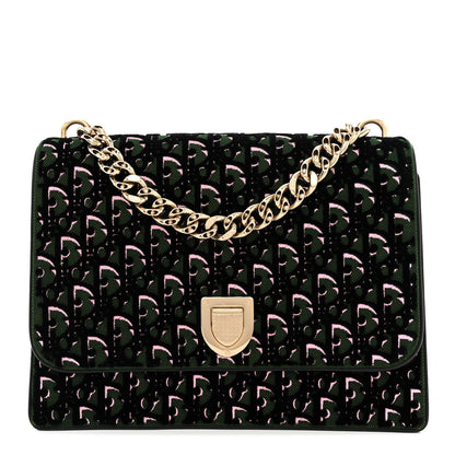Christian Dior Velvet Monogram Diorama Satchel Green 1 of 16