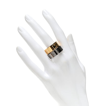 Louis Vuitton Metal LV Instinct Set of 2 Rings L 63/10.25 Silver Gold 2 of 7