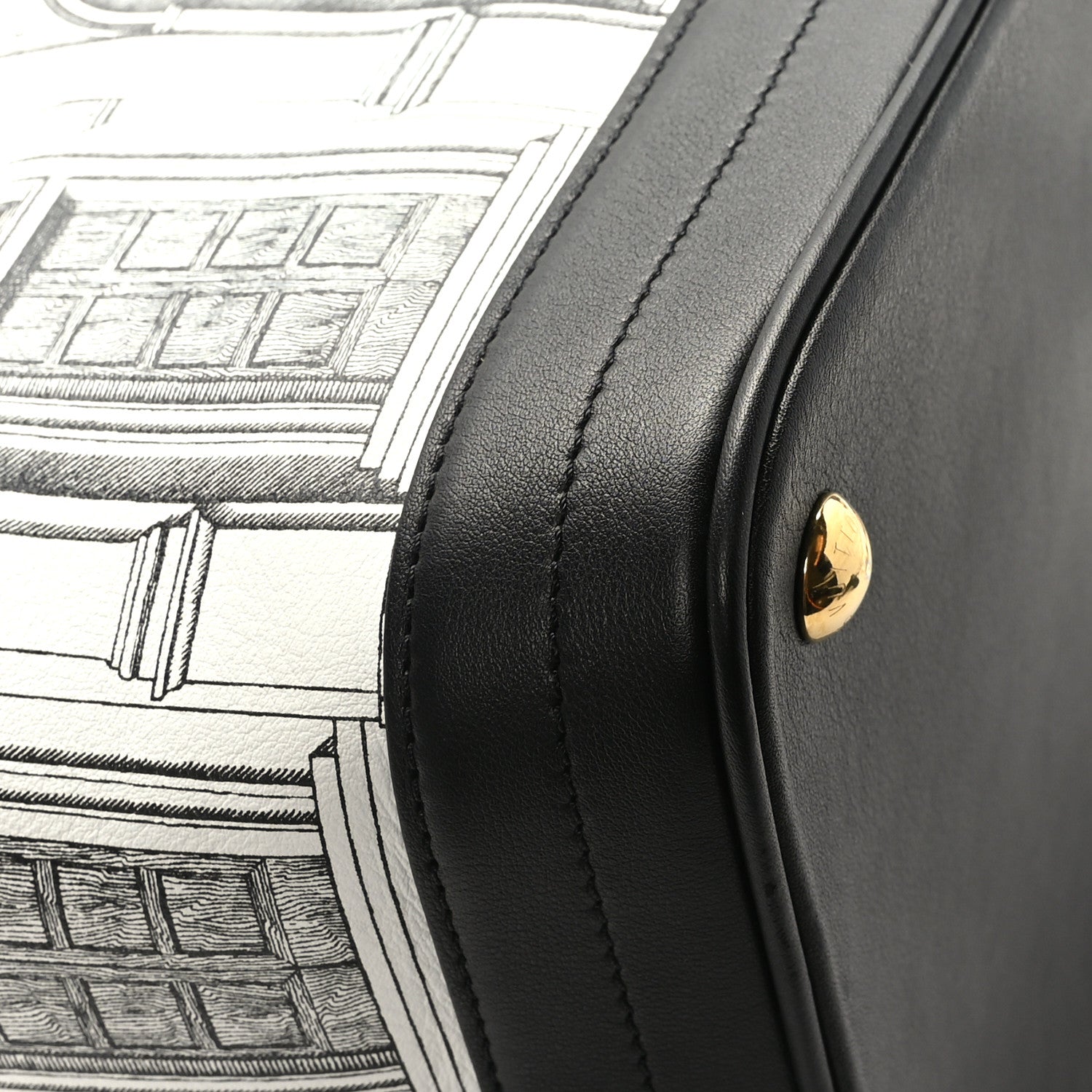 Louis Vuitton X FORNASETTI Calfskin Architettura Noe MM Black White 9 of 10