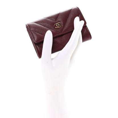 Chanel Caviar Flat Chevron Quilted Flap Card Holder Burgundy 2 of 9