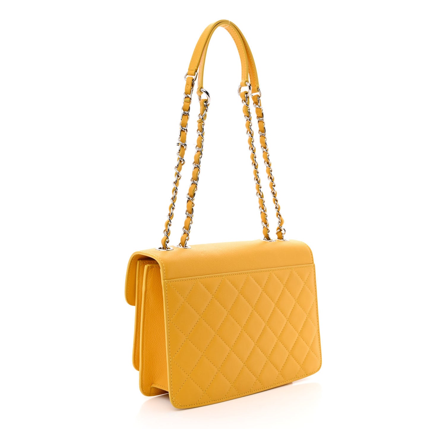 Caviar Quilted Small CC Box Top Flap Yellow
