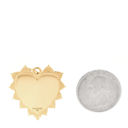 Foundrae 18K Yellow Gold Diamond Oversized Custom Heart Love Token Medallion Pendant 2 of 4