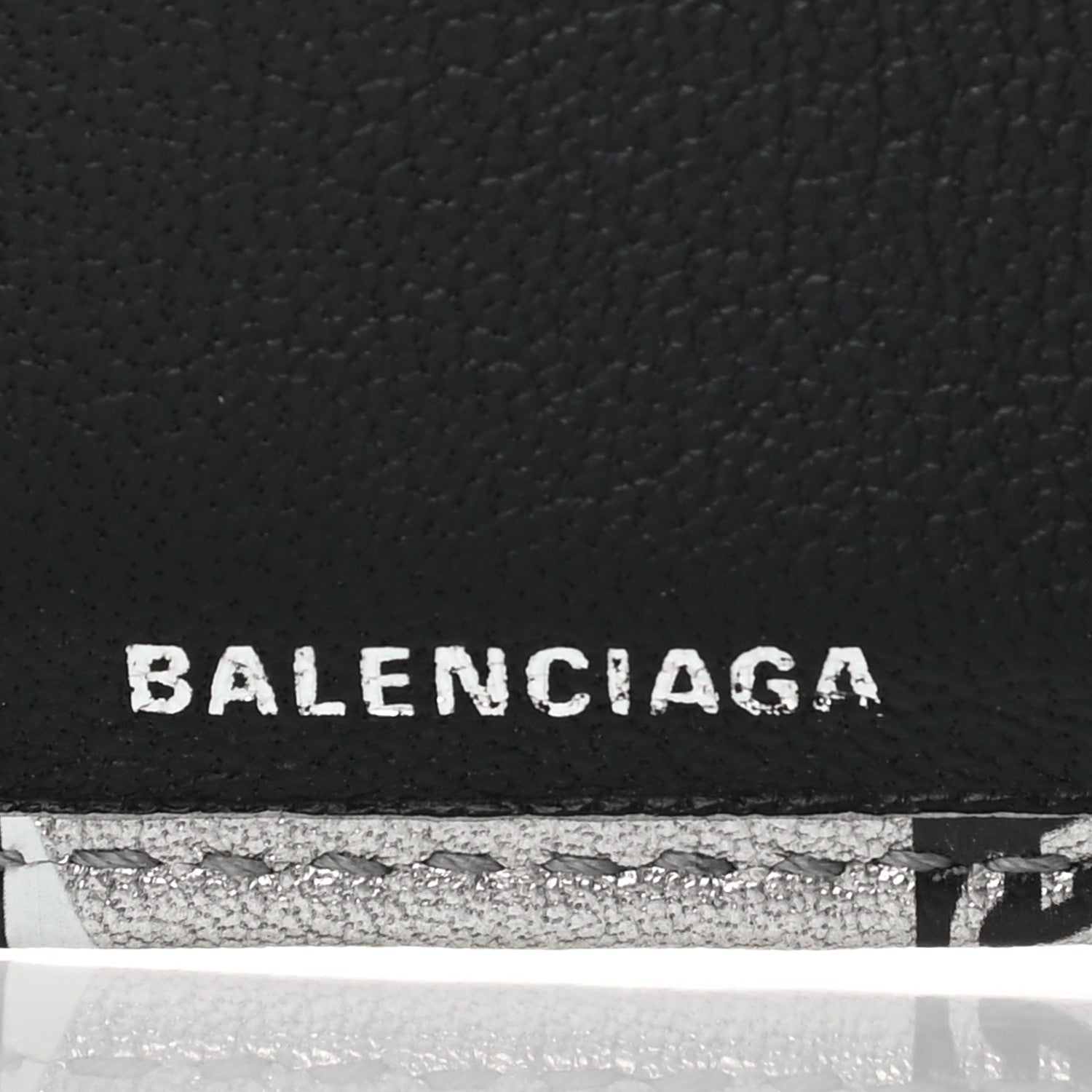 Balenciaga Metallic Calfskin Losange Monogram Mini Everyday Wallet Silver Black White 7 of 8