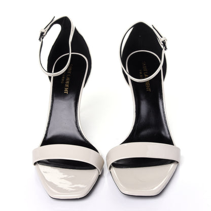 Saint Laurent Patent Calfskin Amber 85 Ankle Strap Sandals 39.5 Neutro 5 of 11