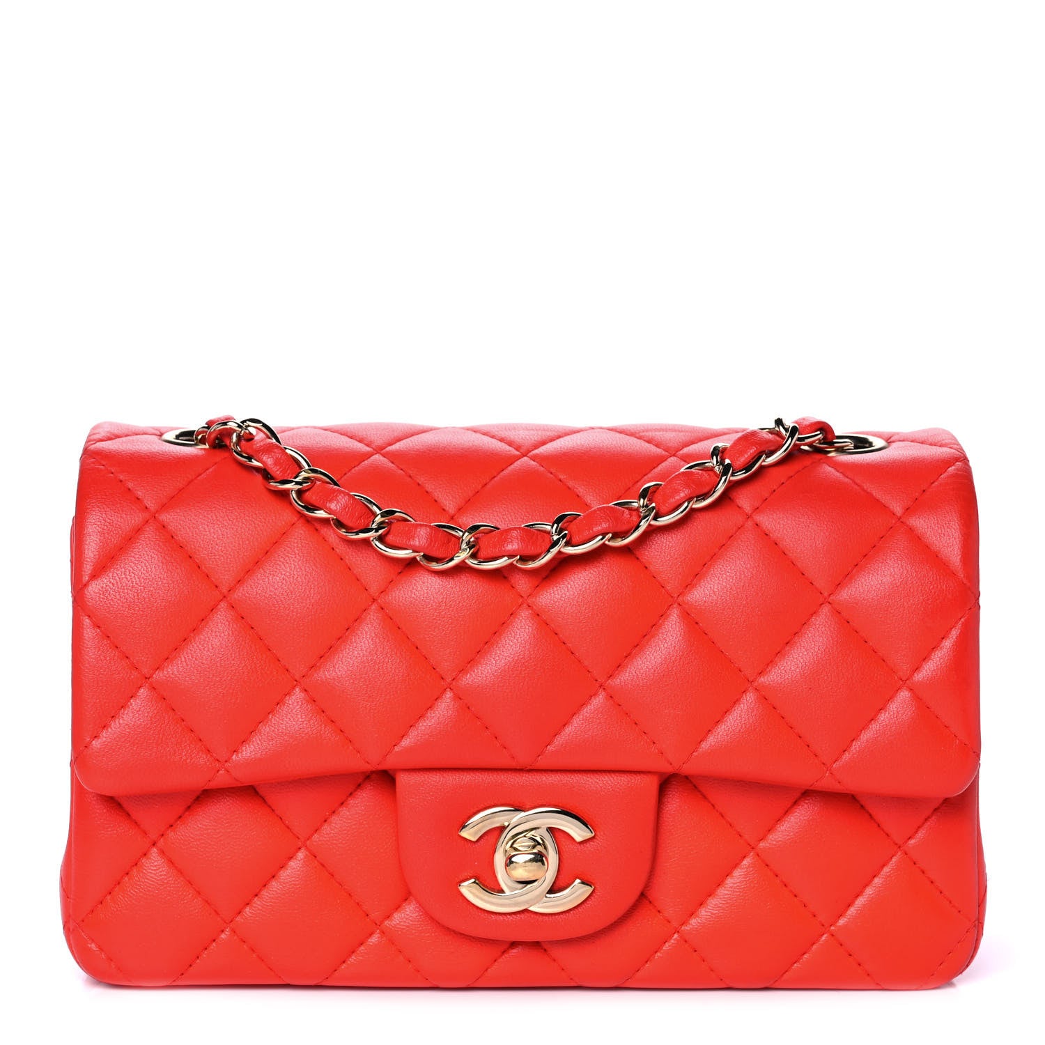 Chanel Lambskin Quilted Mini Rectangular Flap Orange 1 of 13