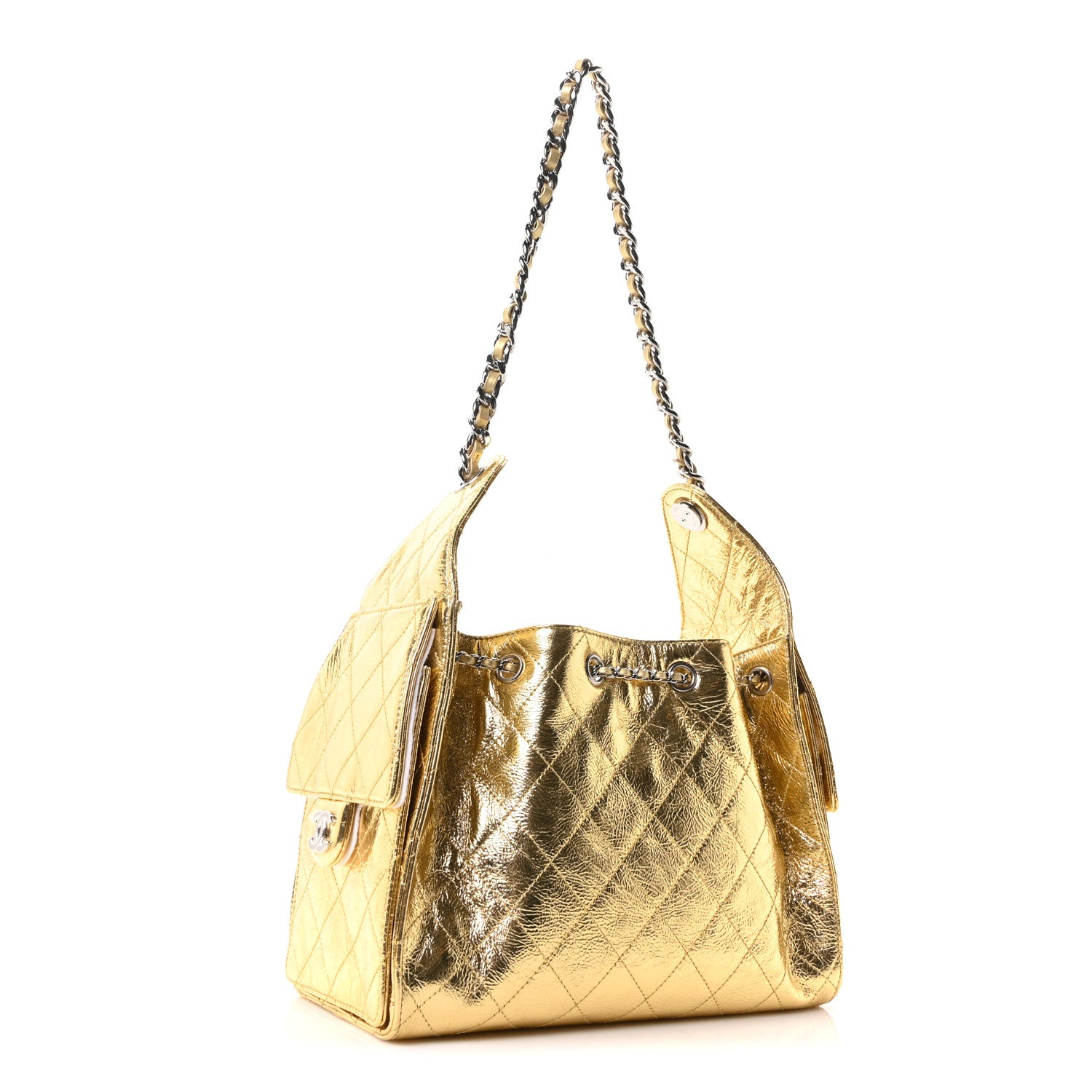 Chanel Metallic Aged Calfskin Quilted Small Chanel 25 Handbag Gold 3 of 11