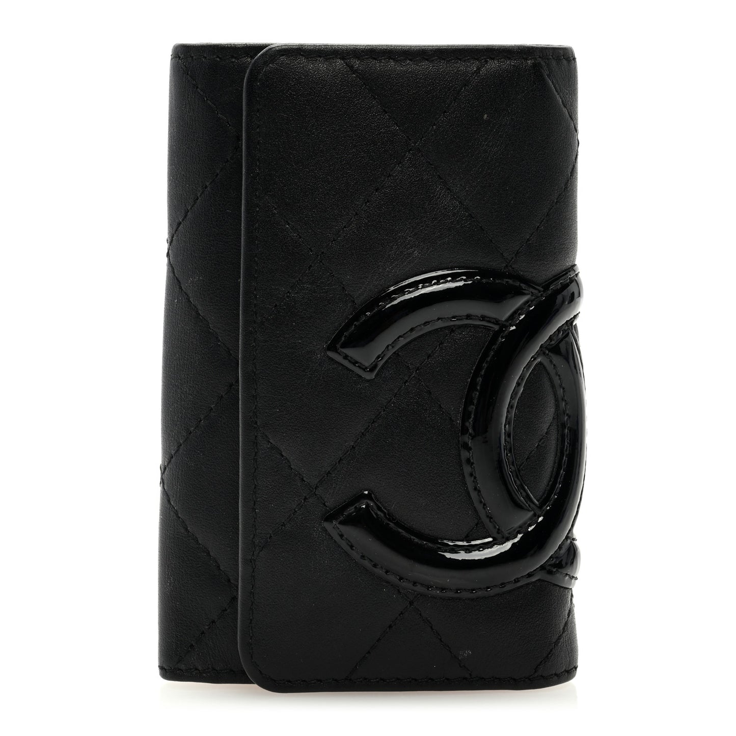 Calfskin Quilted Cambon 6 Key Holder Black