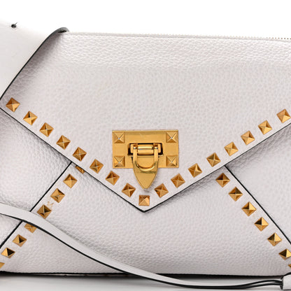 Valentino Garavani Pebbled Calfskin Medium Rockstud Hype Shoulder Bag White 7 of 19