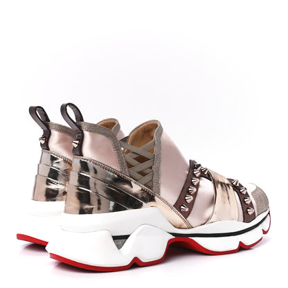 Christian Louboutin Satin Metallic Calfskin Glitter Specchio Studded 123 Run Flat Sneakers 41 Cortis 4 of 9