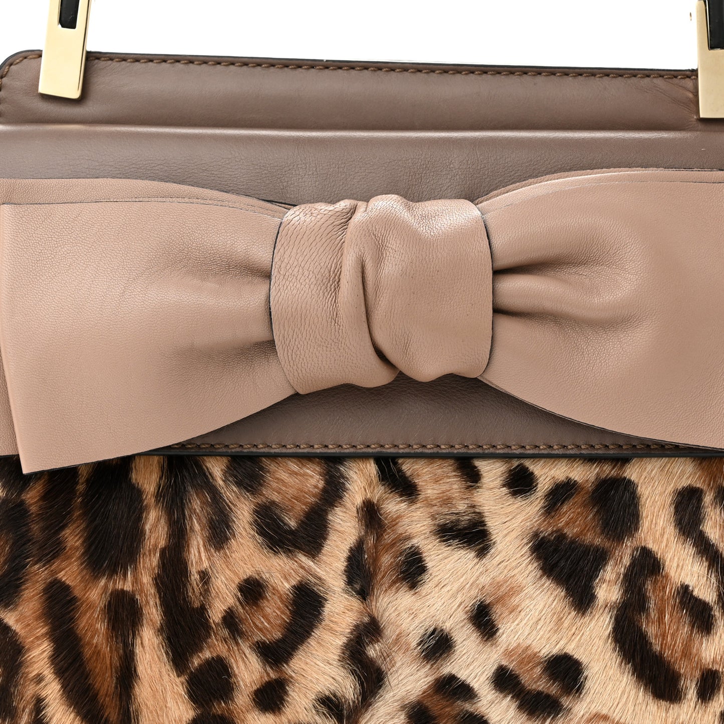 Calf Hair Leopard Print Aphrodite Bow Satchel