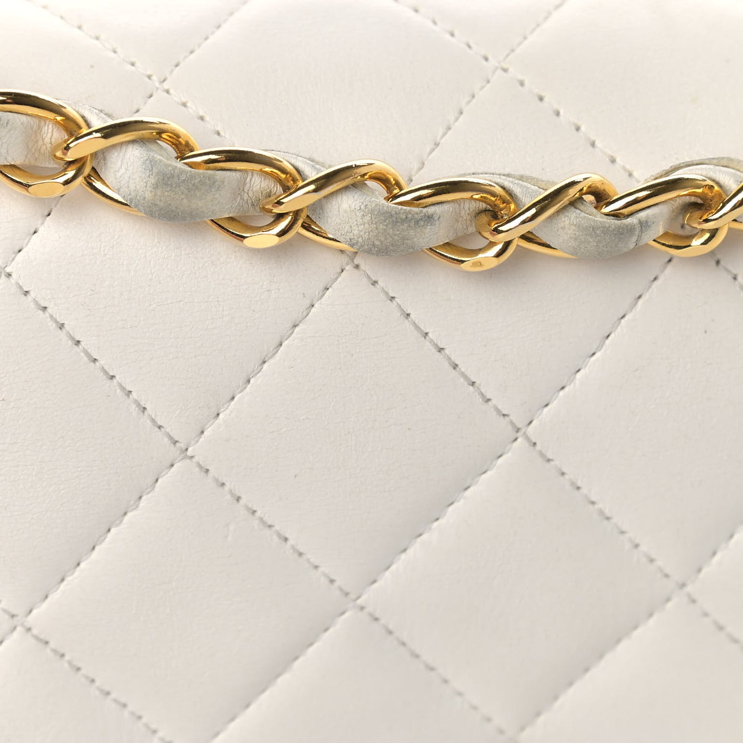 Lambskin Quilted Small Double Flap White