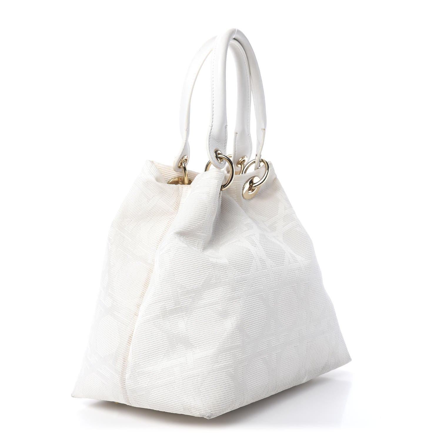 Christian Dior Canvas Cannage Small Soft Lady Dior Shopping Tote White 3 of 16