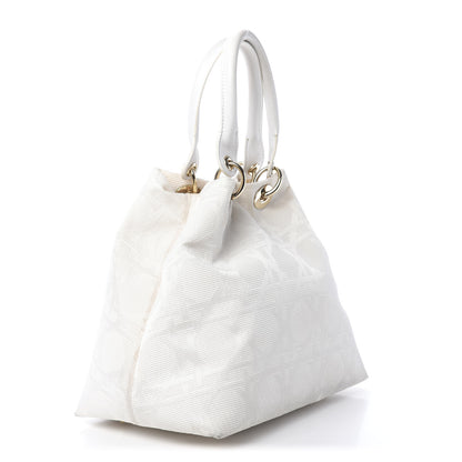 Christian Dior Canvas Cannage Small Soft Lady Dior Shopping Tote White 3 of 16