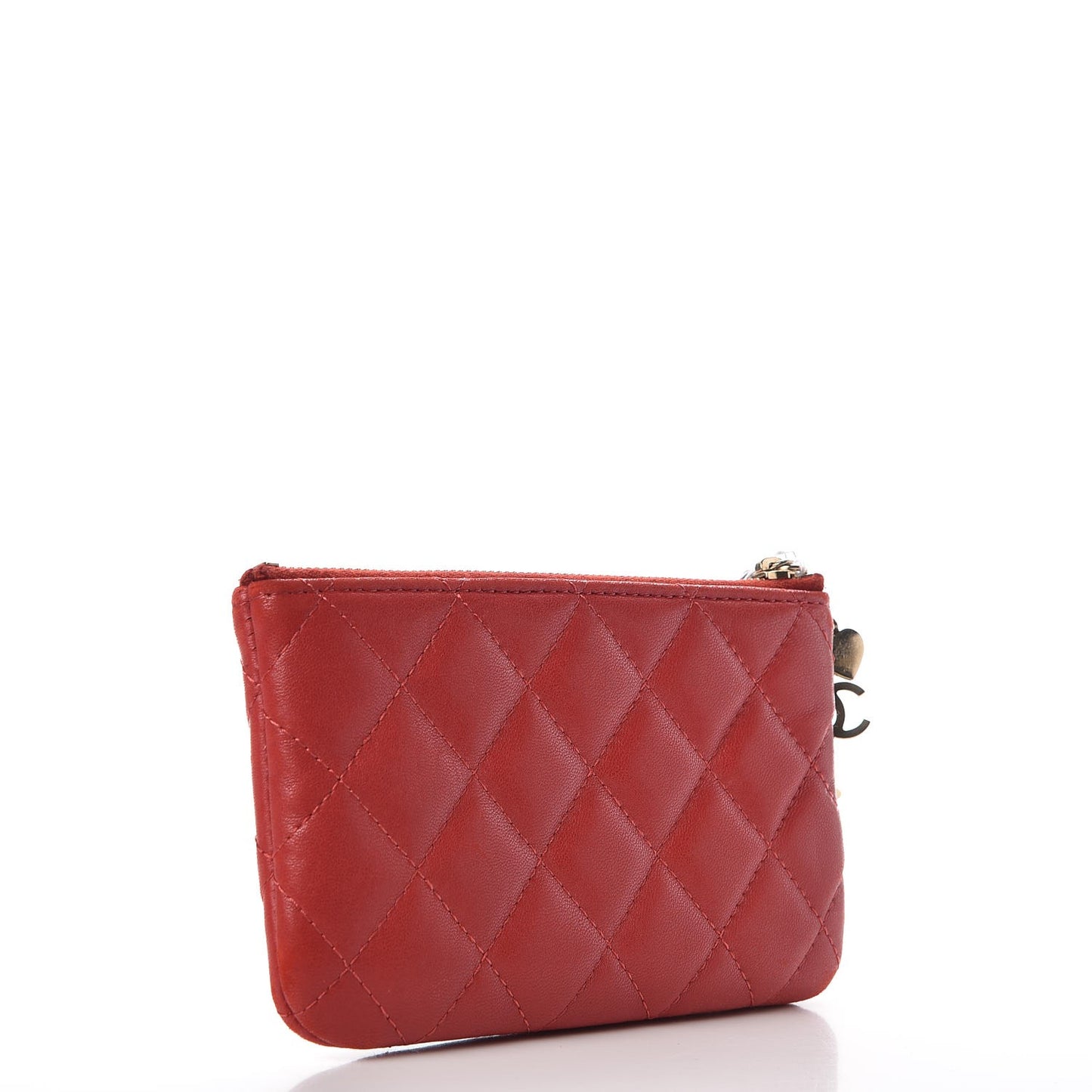 Lambskin Quilted Small Casino Cosmetic Case Red