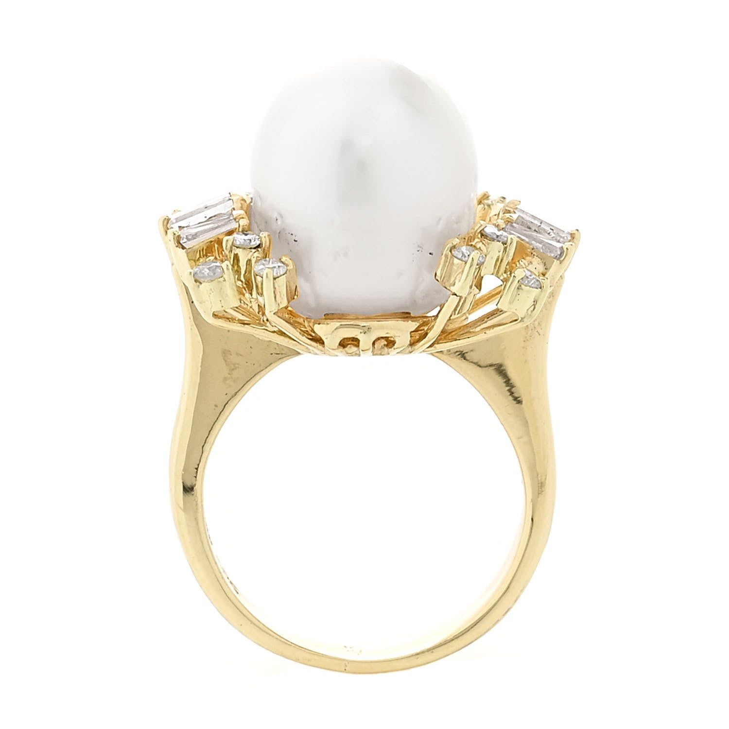 Parker & West by FASHIONPHILE 14K Yellow Gold Diamond Cultured Pearl Cocktail Ring 46 3.75 5 of 9