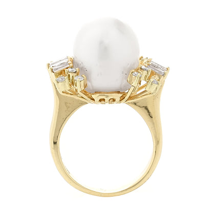 Parker & West by FASHIONPHILE 14K Yellow Gold Diamond Cultured Pearl Cocktail Ring 46 3.75 5 of 9