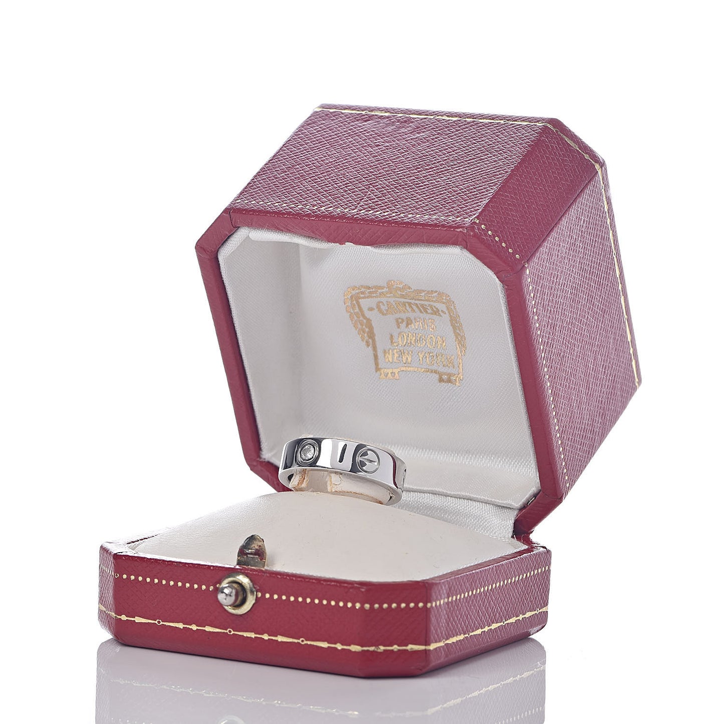 18K White Gold 3 Diamond 5.5mm LOVE Ring 53 6.25