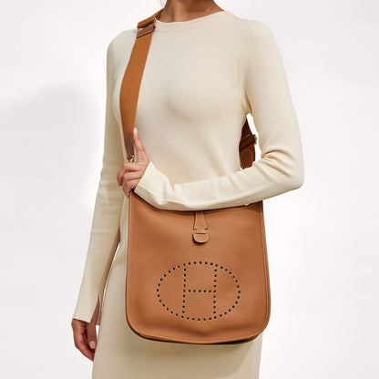 Hermes Taurillon Clemence Evelyne III PM Gold 2 of 10