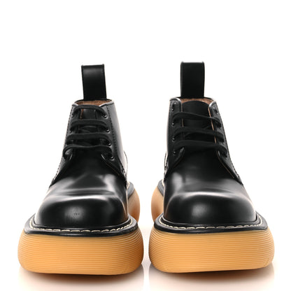 Bottega Veneta Calfskin Bounce Lace Up Ankle Boots All 38 Black Natural Rubber 3 of 11