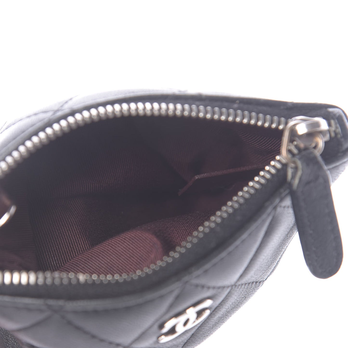 Lambskin Quilted Key Holder Case Black