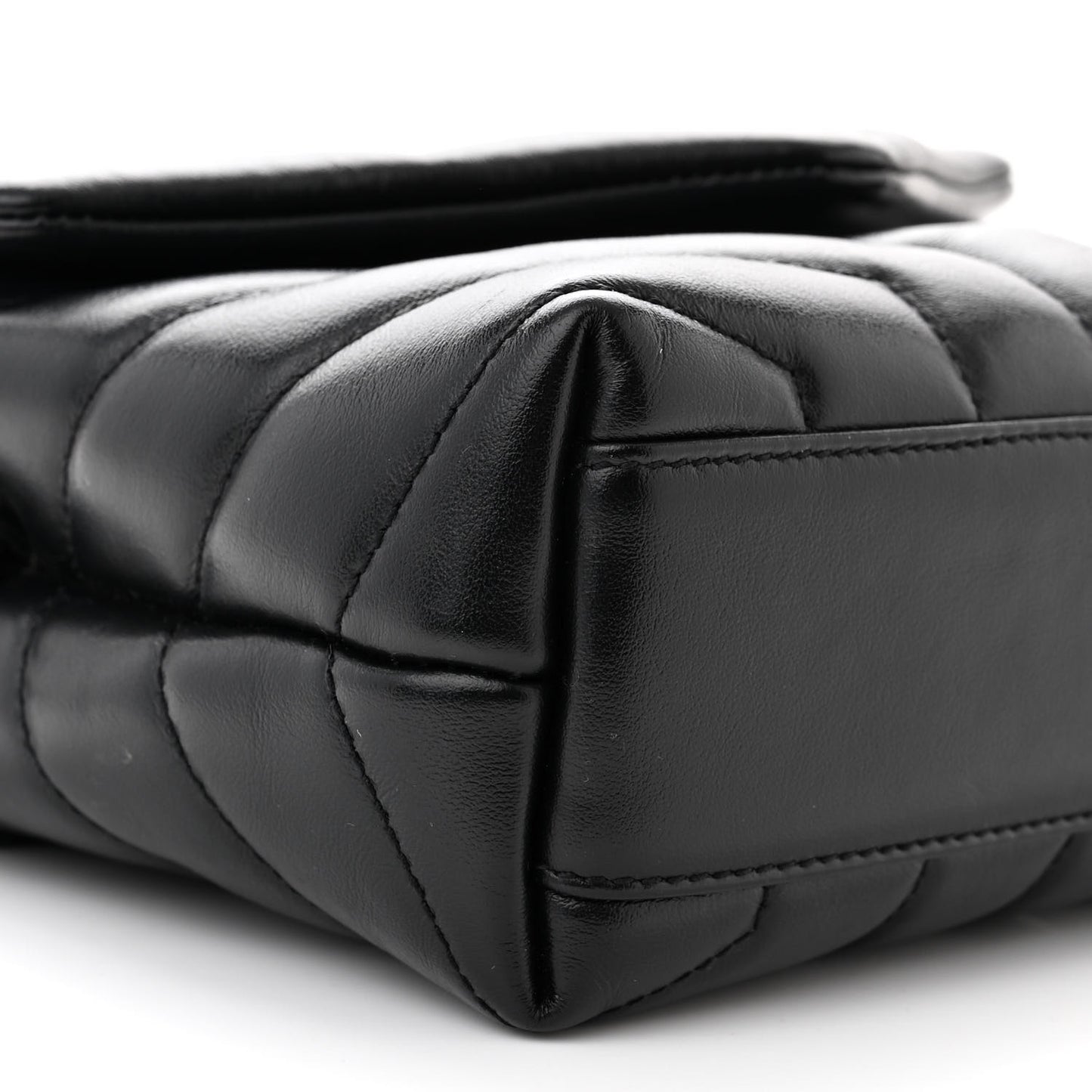 Calfskin Y Quilted Monogram Monochrome Toy Loulou Crossbody Bag Black