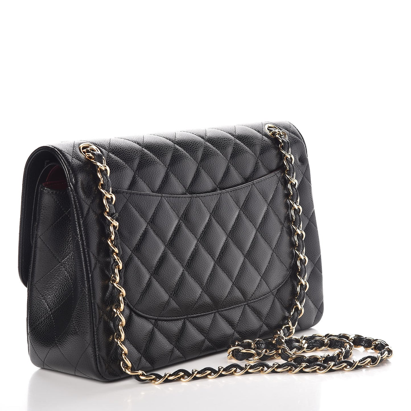 Caviar Quilted Jumbo Double Flap Black
