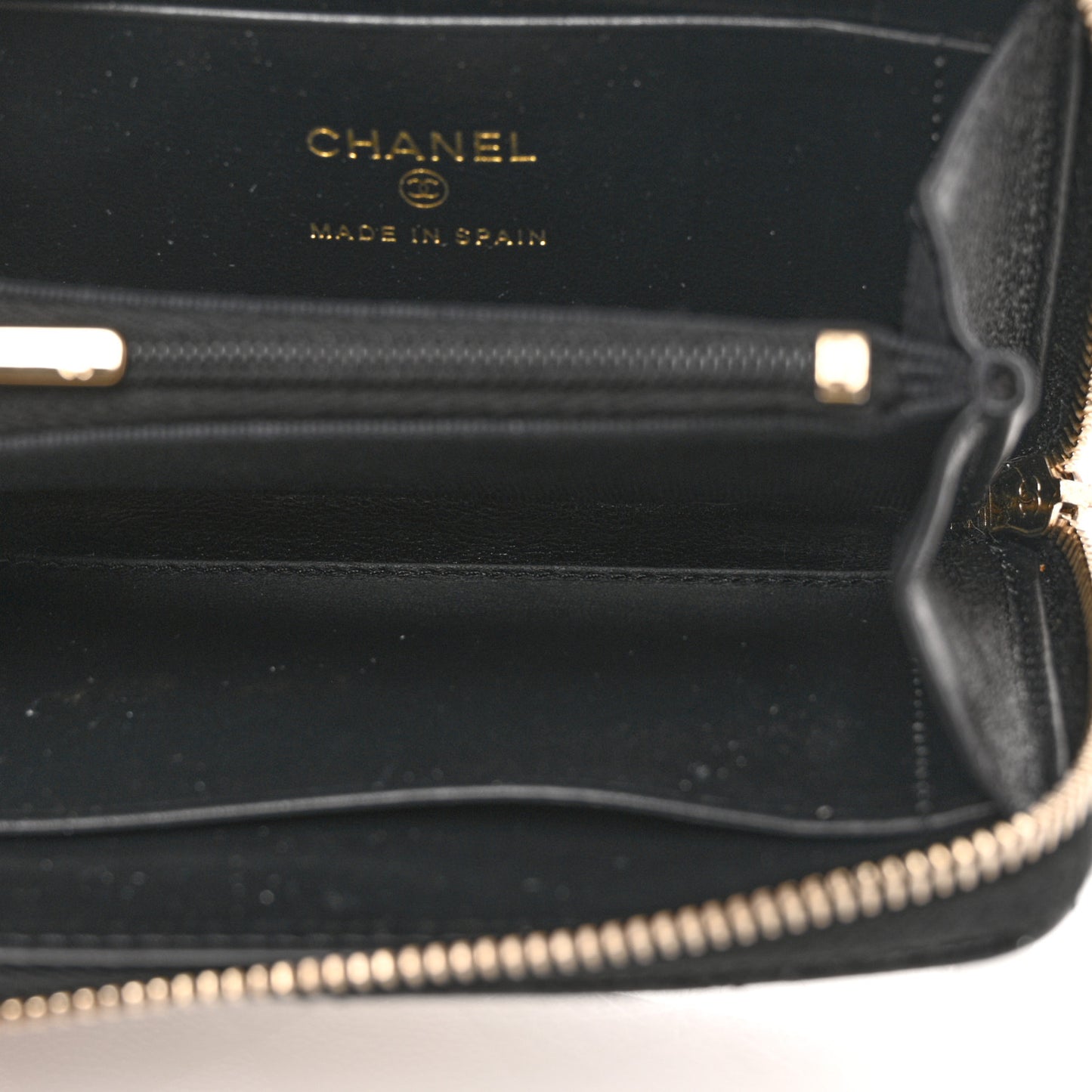 Caviar Quilted Zip Coin Purse Black