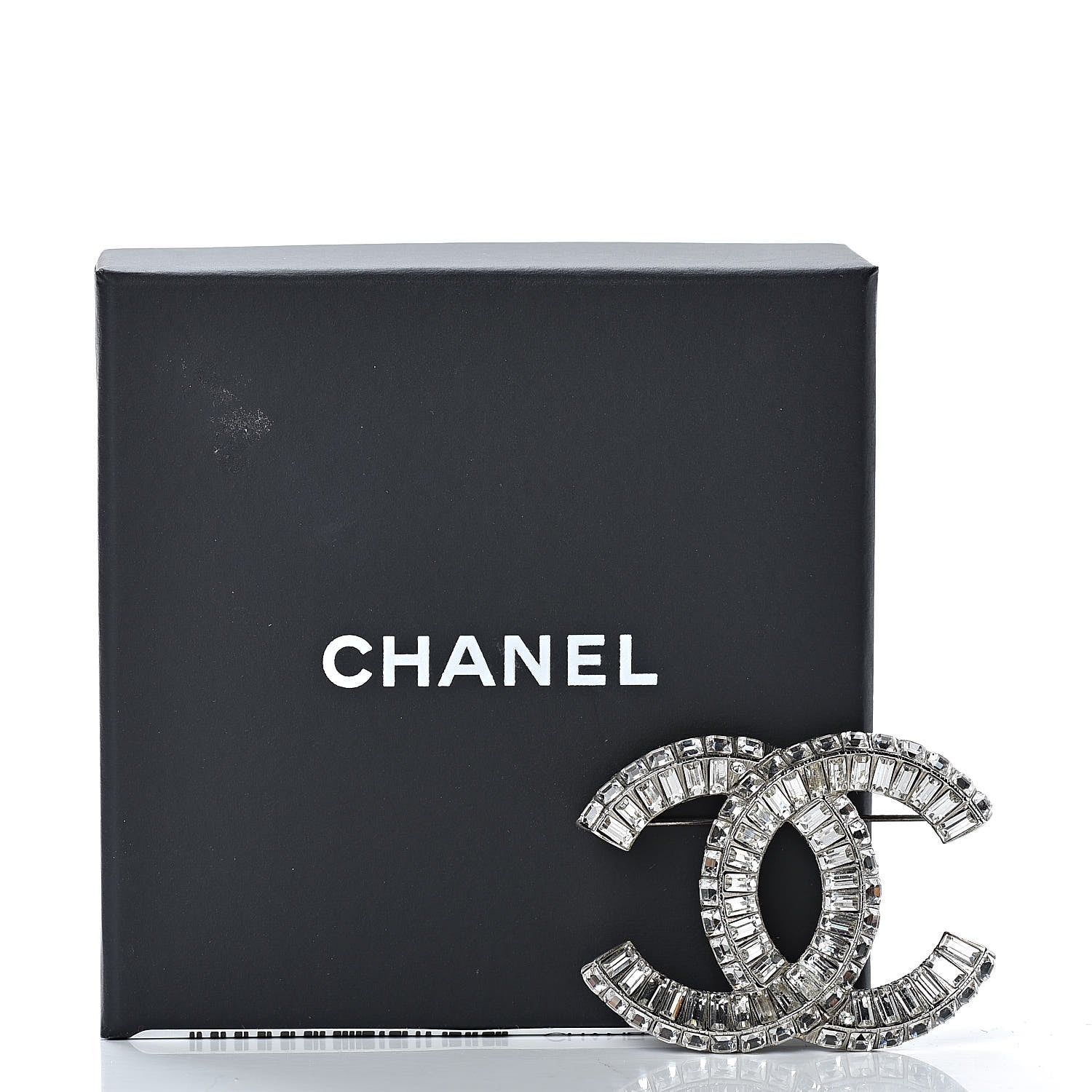 Chanel Baguette Crystal CC Brooch Silver 5 of 5