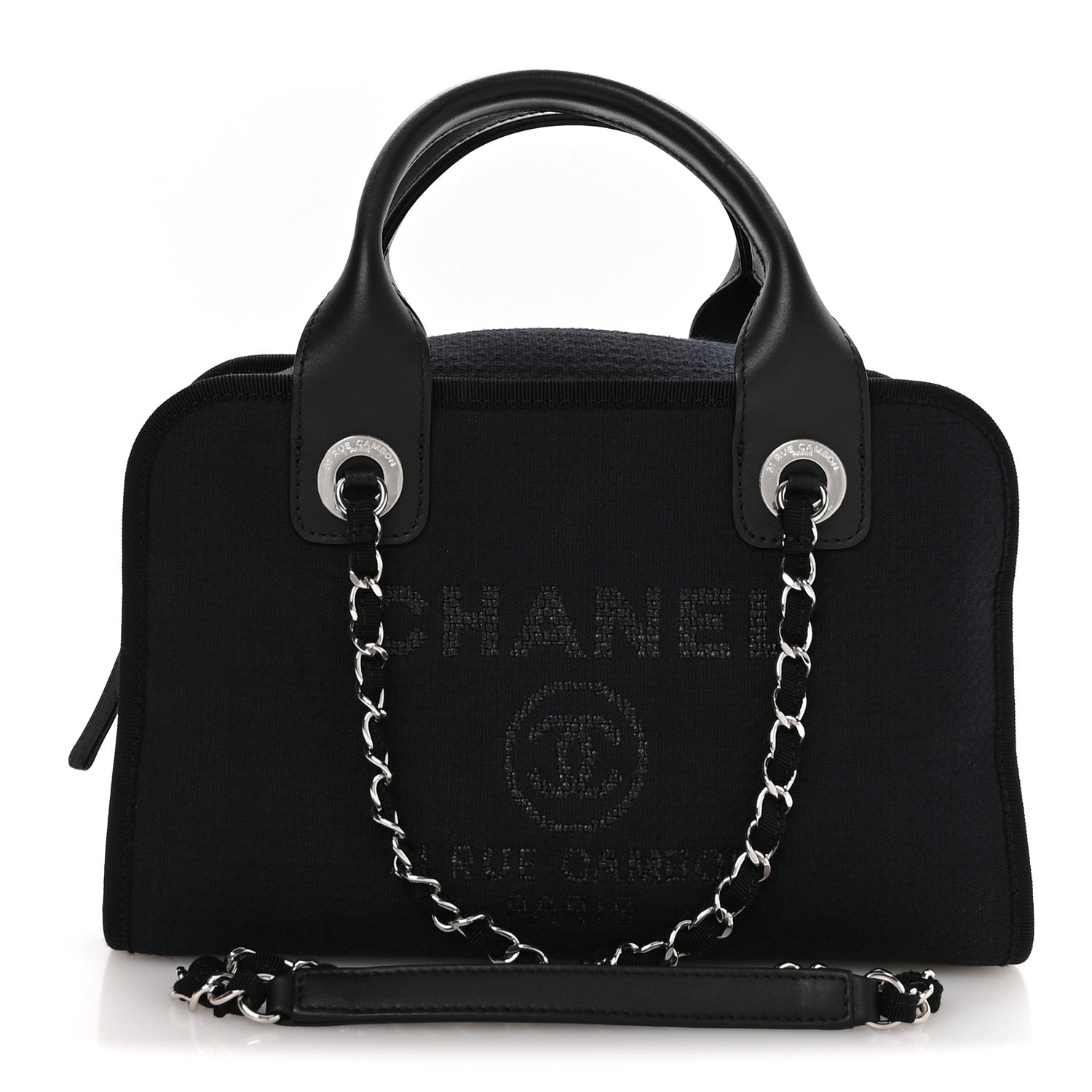 Chanel Mixed Fibers Deauville Bowling Bag Black 1 of 11