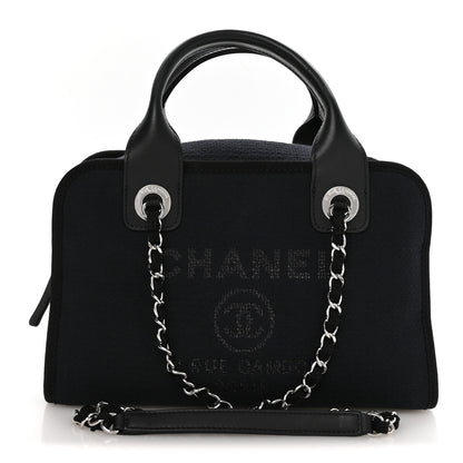 Chanel Mixed Fibers Deauville Bowling Bag Black 1 of 11