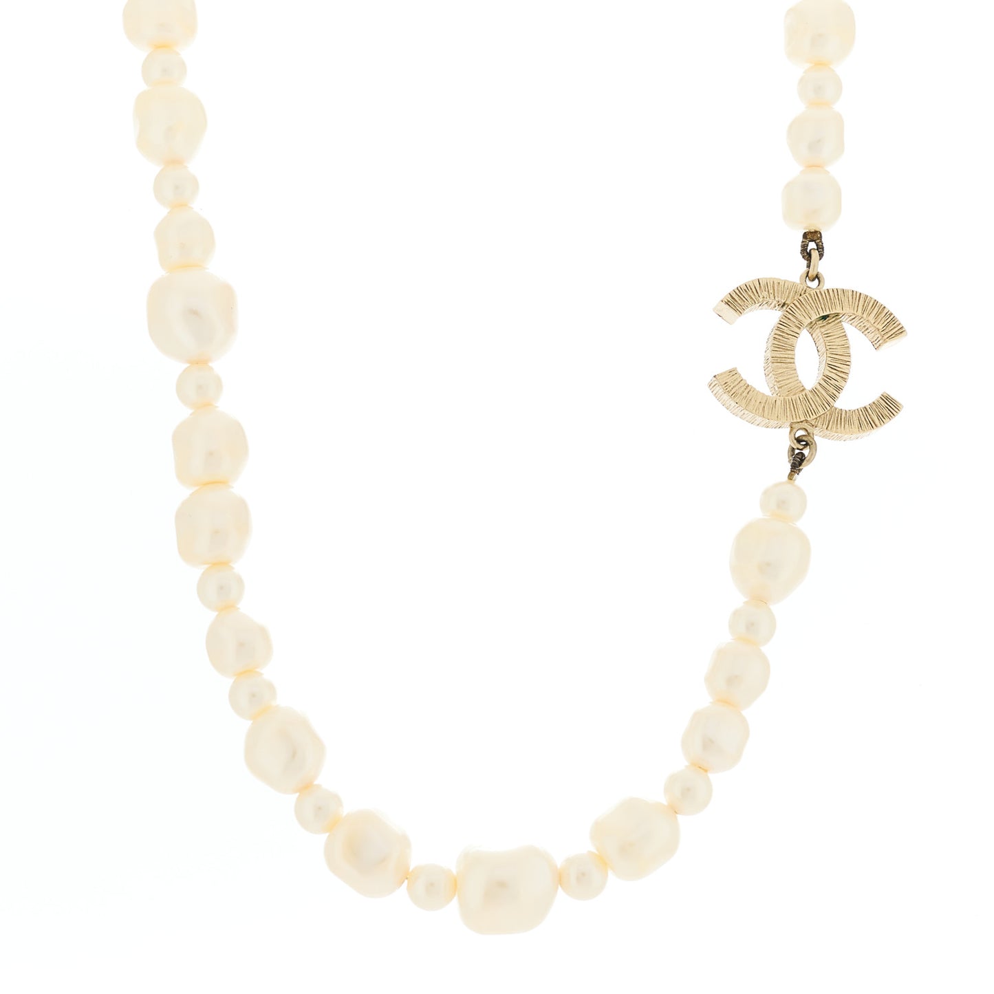 Pearl CC Long Necklace White Gold